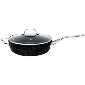 The Rock 11 in. Aluminum Nonstick Frying Pan in Black Speckle with Glass Lid
