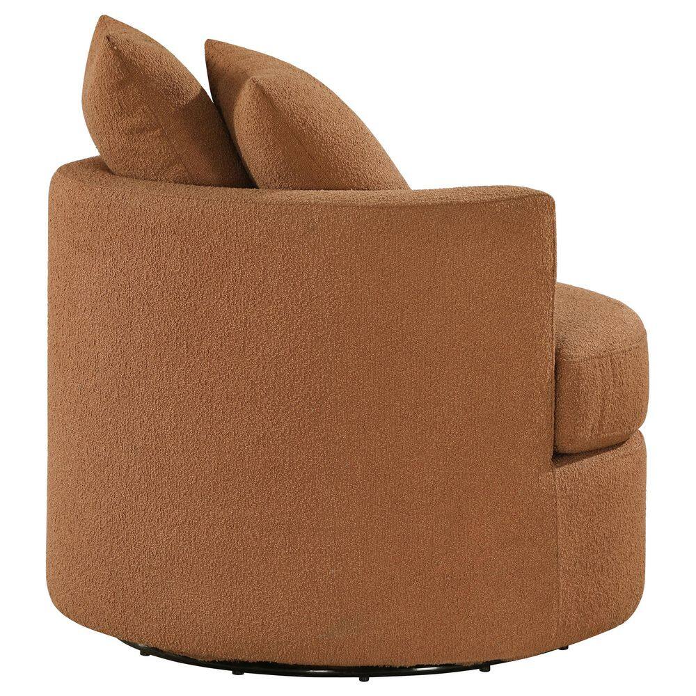 Burnt Orange Boucle Upholstered Swivel Accent Chair