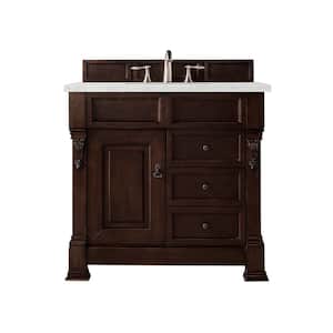 Brookfield 36 in. W x 23.5 in. D x 34.3 in. H Single Bath Vanity in Burnished Mahogany with top in Eternal Jasmine Pearl