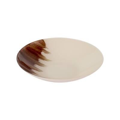 13 in., 28 oz., Diffuse Collection Contemporary White and Brown, Glass Bowl