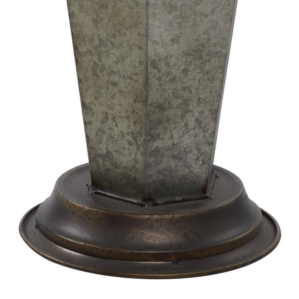 Gray Galvanized Metal Hexagon Umbrella Holder with Copper Handle
