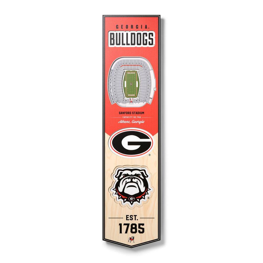 NCAA Georgia Bulldogs Wooden 8 x 32 3D Stadium Banner Decorative Sign -Sanford Stadium price history on PriceWatchPro