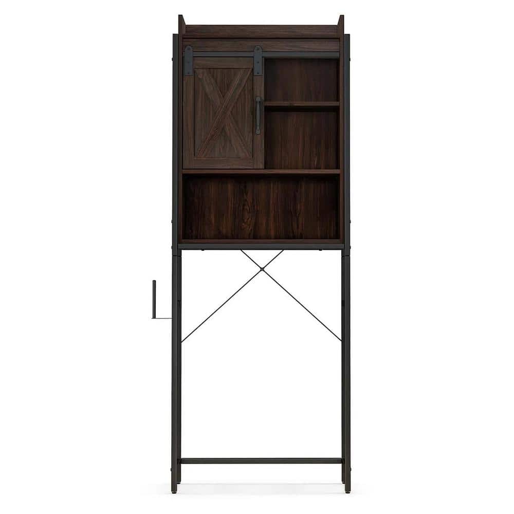 25 in. W x 67.5 in. H x 9.5 in. D Wood Brown Space Saver Over-the-Toilet St