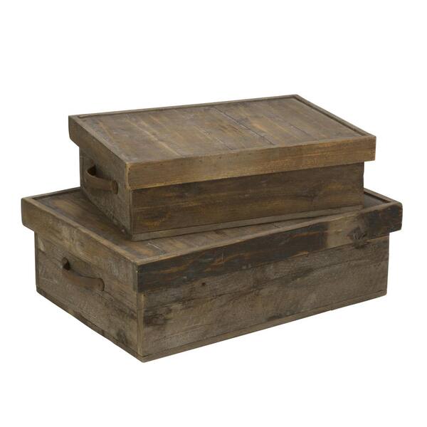 Tripar International, Inc Rectangular Wood Decorative Storage Box with Lid (Set of 2)