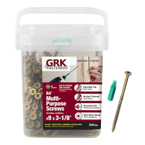 GRK Fasteners #9 x 3-1/8 in. Star Drive Torx Bugle Head R4 Multi-Purpose Wood Screw (240-Pack)