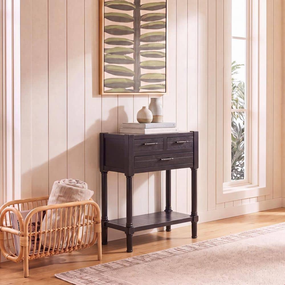 Filbert 3 Drawer Console Table/Black