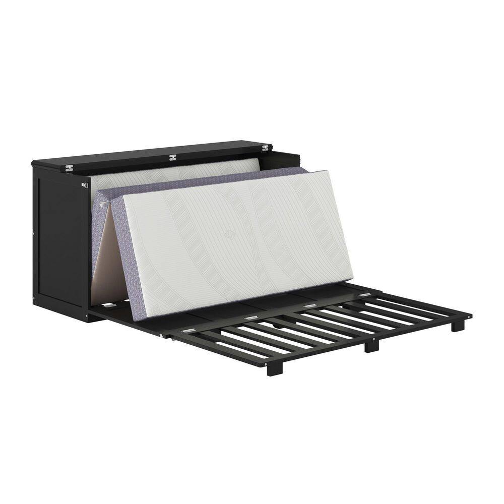 Westfield Black Wood Frame Queen Low Profile Murphy Bed Chest with 6 in. Mattress - thumbnail 4
