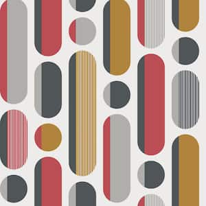 Morse Red and Grey Matte Non Woven Removable Paste the Wall Wallpaper