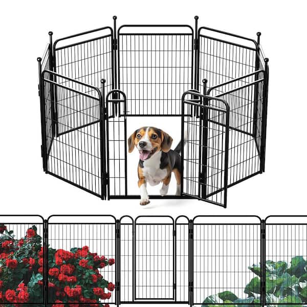 32" 8 Panels Pet Dog Playpens, Outdoor/Indoor Dog Fence Exercise Pen with Gravity Automatic Lock