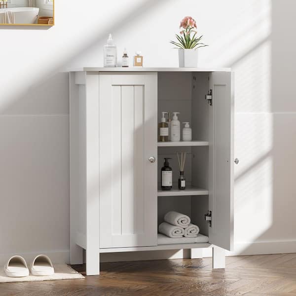 23.62 in. W x 11.81 in. D x 31.50 in. H White Freestanding Double-Door Bathroom Storage Linen Cabinet
