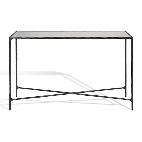 SAFAVIEH Jessa 12 in. Black/White Rectangle Metal Console Table