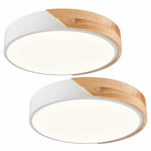 12.99 in. 1-Light White Flush Mount with No Glass Shade and No Light Bulb Type Included (2-Pack)
