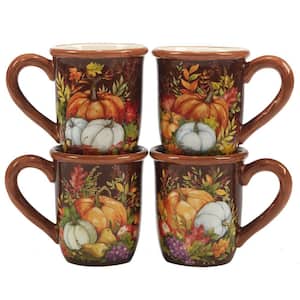 Harvest Blessings 16 oz. Assorted Colors Earthenware Beverage Mug (Set of 4)