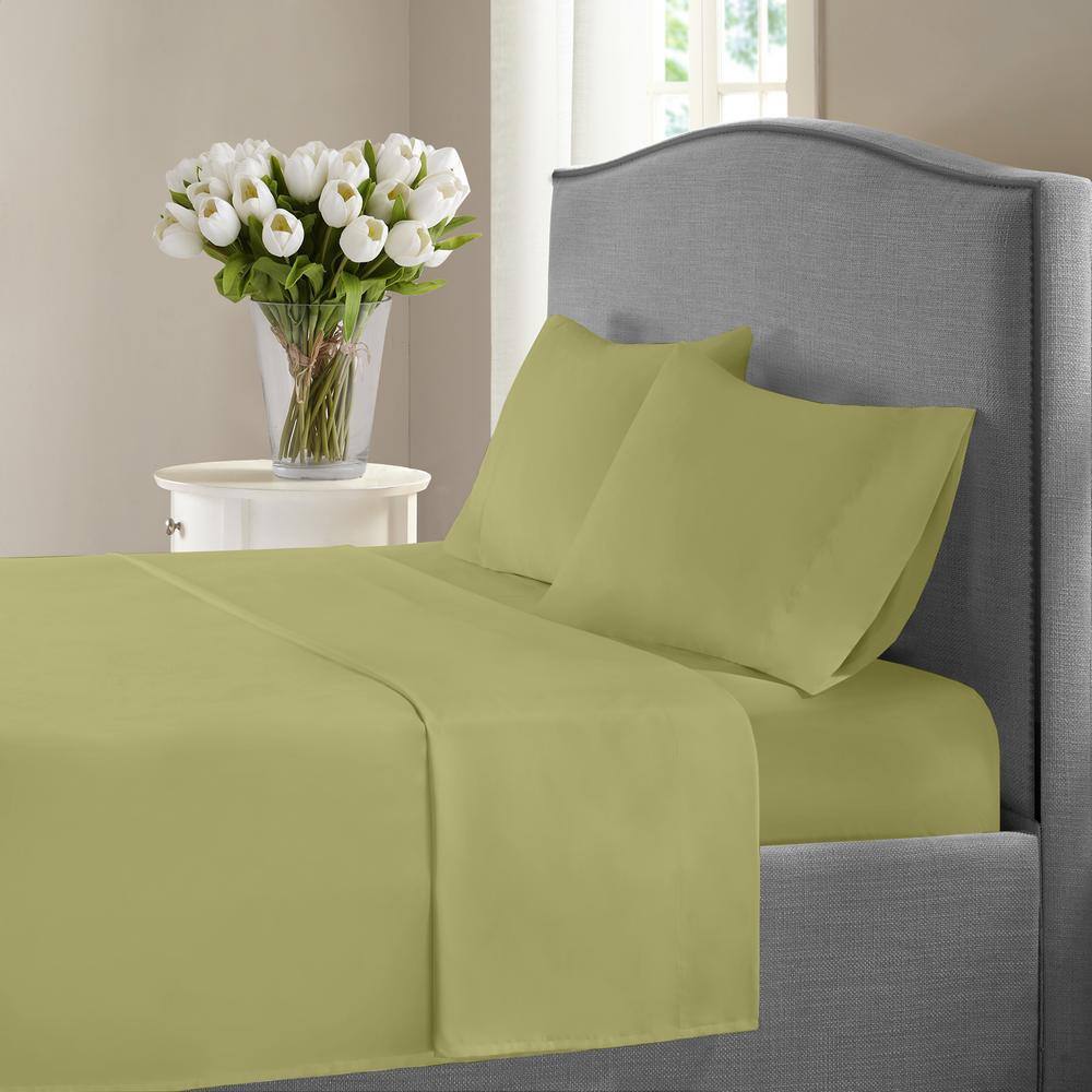 1200 Thread Count Sage Queen Deep Pocket Solid Cotton Sheet Set