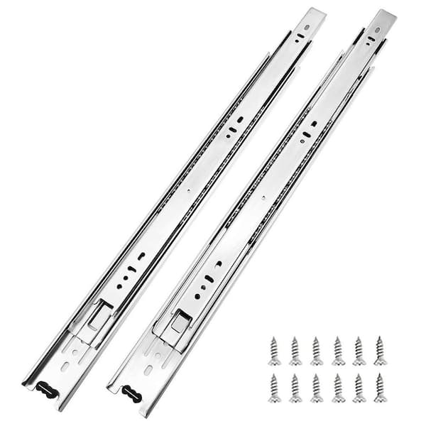 3-Section 22 in. Zinc Plated Steel Side Mount Full Extension Soft-Close Ball Bearing Heavy Duty Drawer Slides 10 Pairs