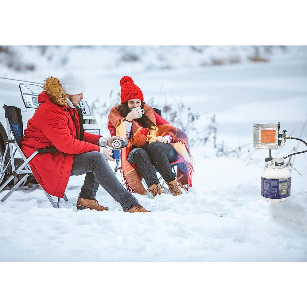 Compact Silver Steel Propane Tank Top Heater with Safety Shutoff