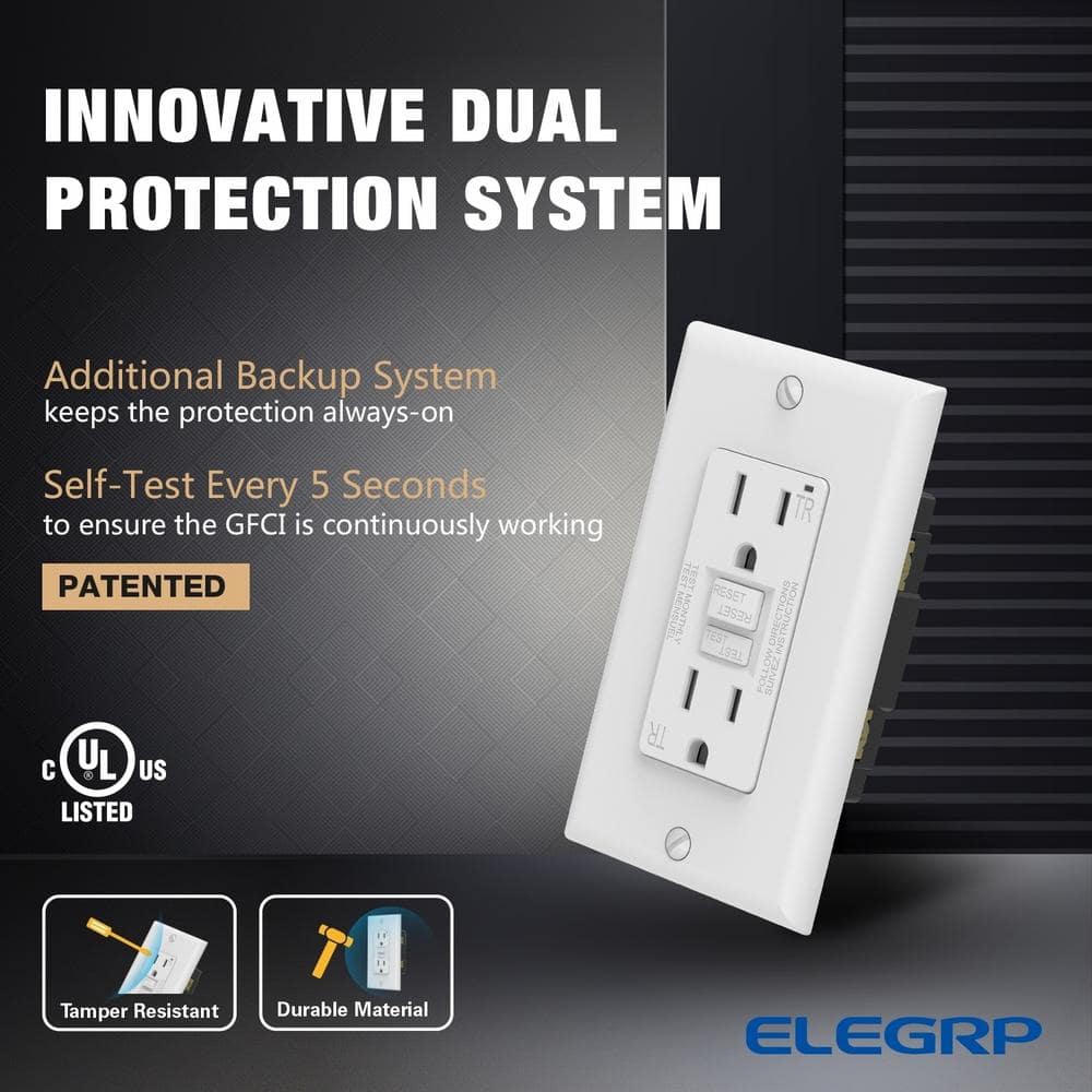 White 15 Amp Tamper Resistant GFCI Duplex Outlet with Wall Plate