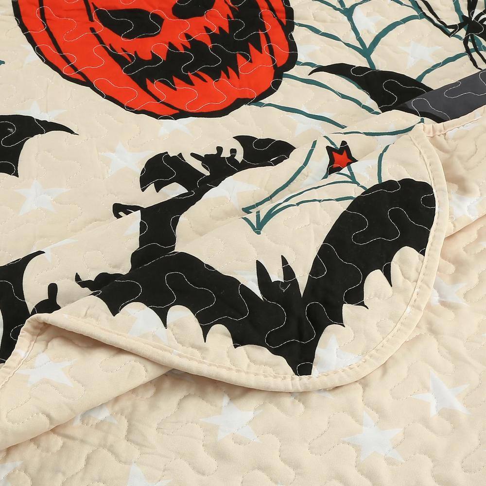 Twin Black and Orange Microfiber Reversible Kids Quilt Set