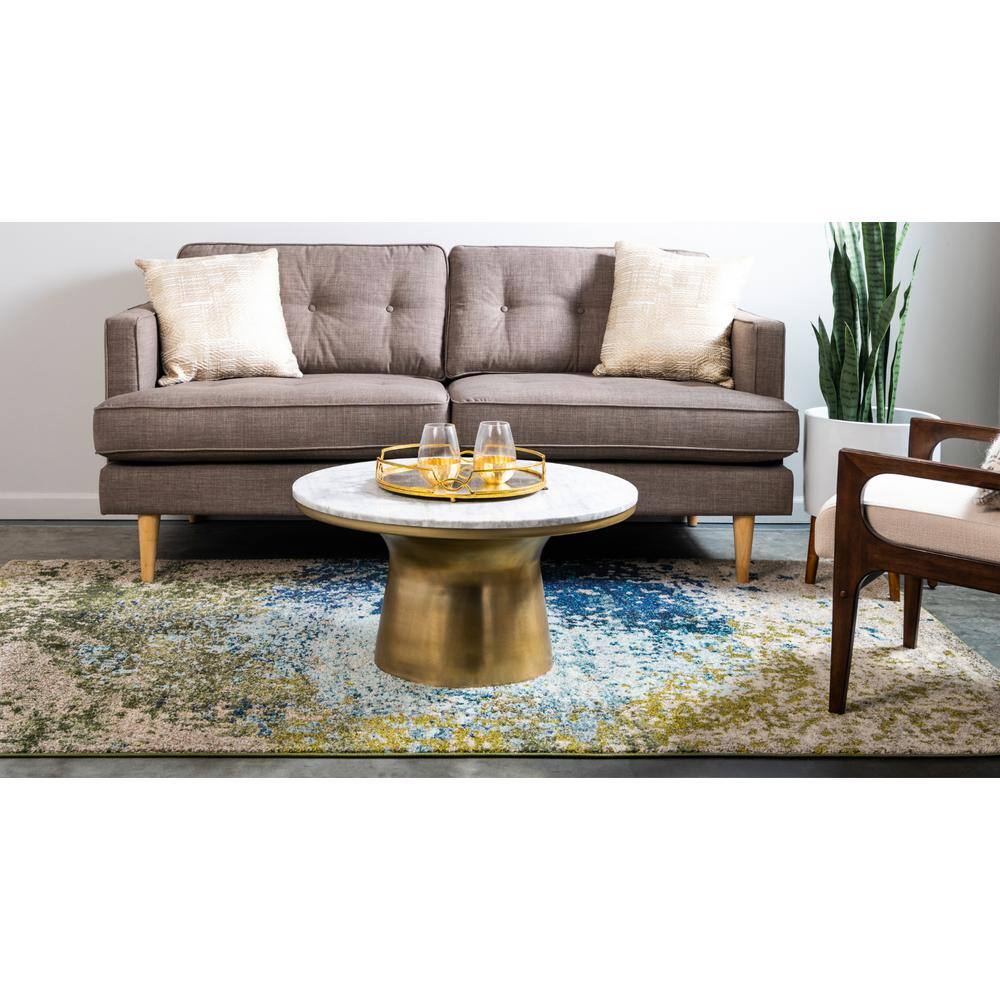 Blue and Beige Abstract Rectangular Rug 10' 6" x 16' 5"