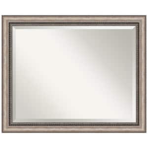 Lyla 32.25 in. x 26.25 in. Modern Silver Rectangle Framed Ornate Silver Bathroom Vanity Mirror