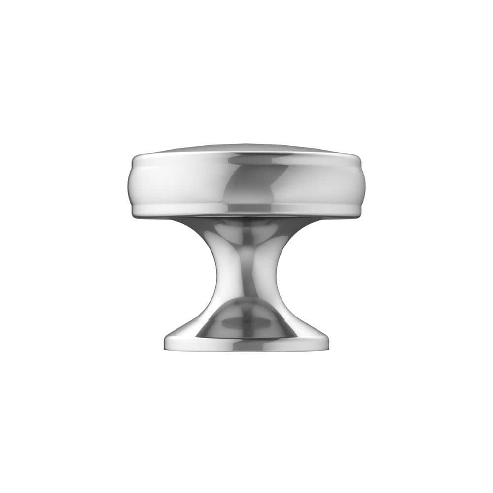 Polished Chrome Round Traditional Cabinet Knob with Mounting Hardware