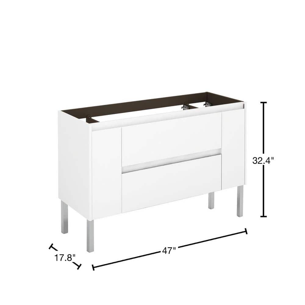 Ambra 47'' Gloss White MDF Single Bathroom Vanity Base