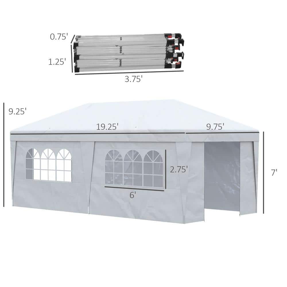 Large White Rectangular Pop-Up Canopy Tent with Sidewalls and Carry Bag