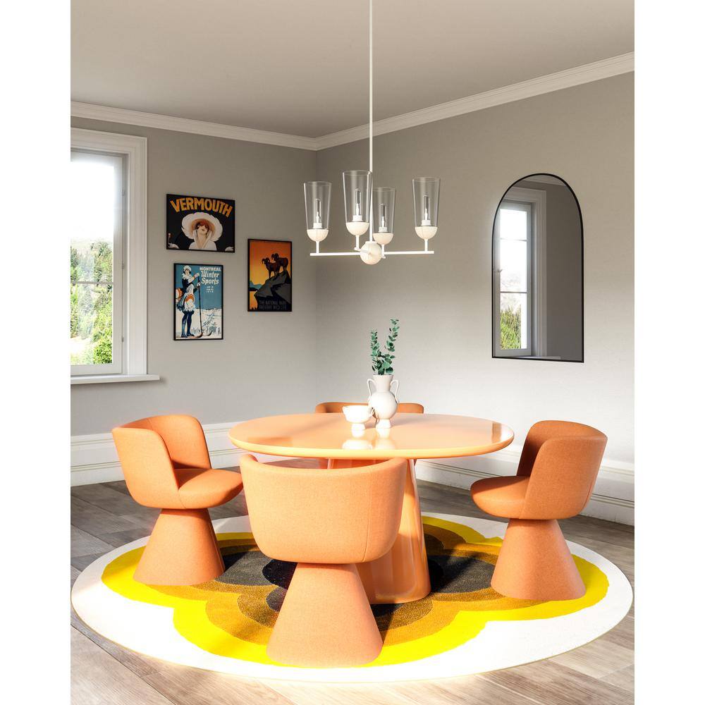 Emil White and White Oak Four Light Chandelier