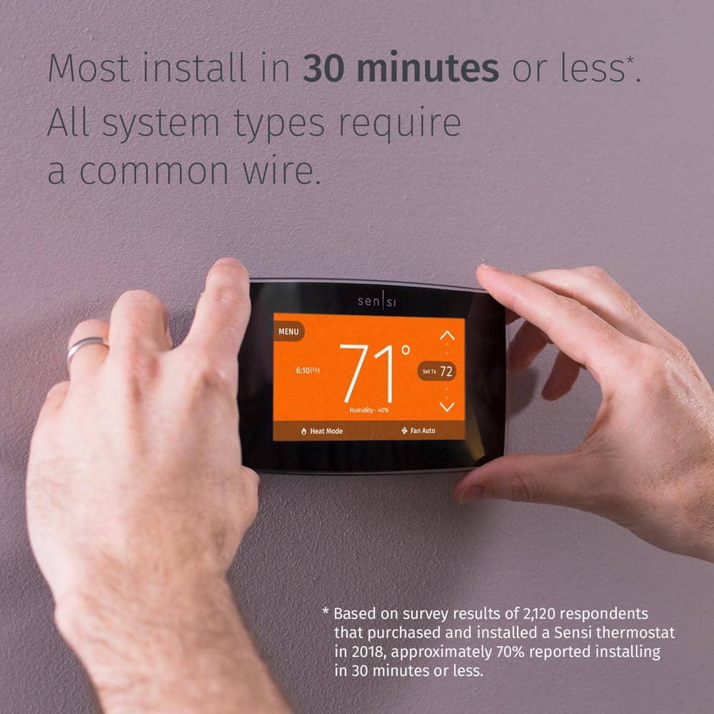 Sensi Black Touchscreen Wi-Fi Smart Thermostat with Remote Programming