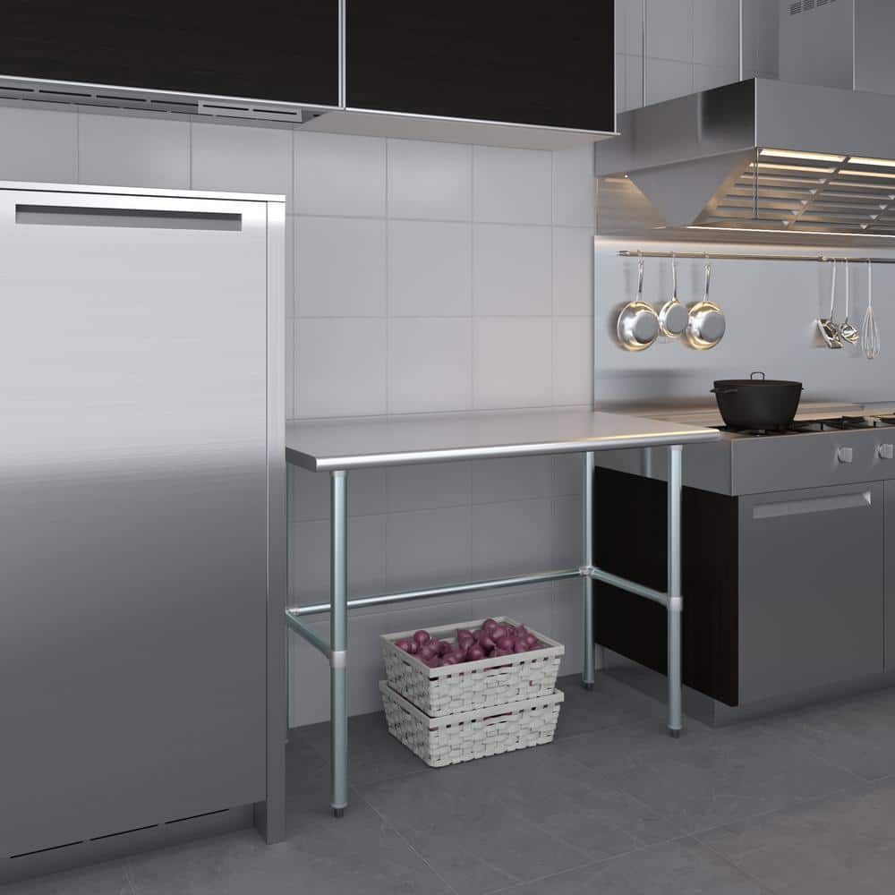48" Stainless Steel Work Table with Galvanized Legs