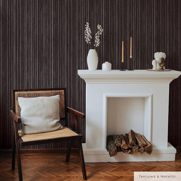 Metallic Black Faux Grasscloth Vinyl Peel and Stick Textured Wallpaper Roll (Covers 28 sq. ft.)