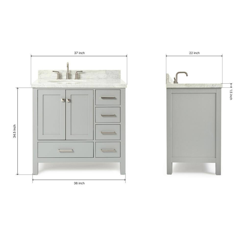 Cambridge 37" Gray Marble Top Single Sink Vanity