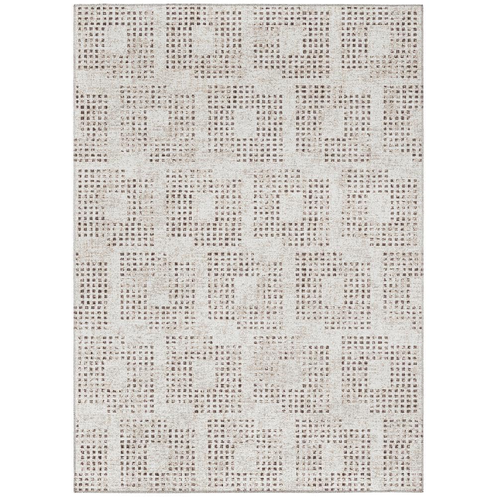 Eleanor Ivory 9 ft. x 12 ft. Geometric Indoor/Outdoor Washable Area Rug