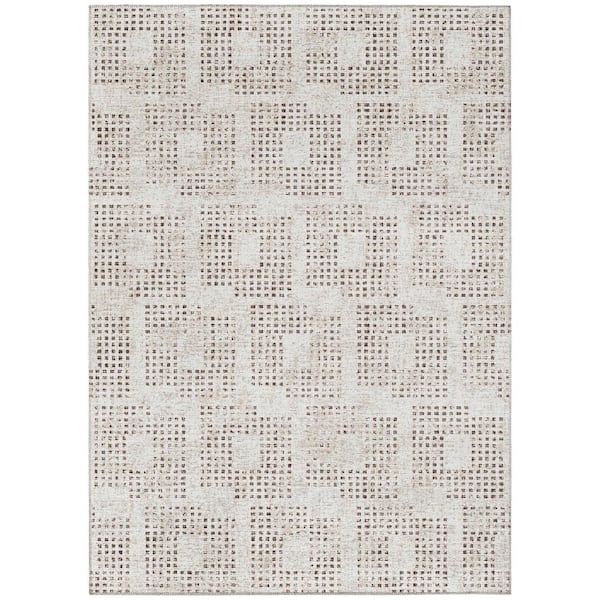 Addison Rugs Eleanor Ivory 5 ft. x 7 ft. 6 in. Geometric Indoor/Outdoor Washable Area Rug