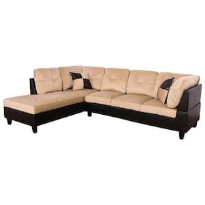 103.50 in. W Flared Arm 2-Piece Linen L Shaped Modern Left Facing Chaise Sectional Sofa in Brown