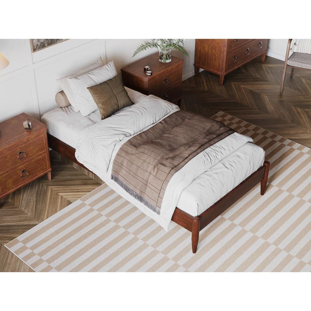 Pasadena Walnut Twin XL Solid Wood Platform Bed with Slats
