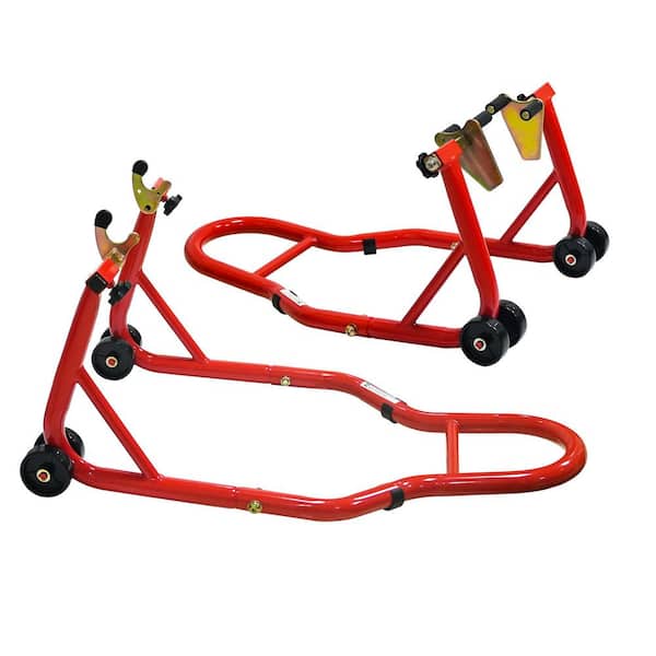 440 lbs. Motorcycle Stand Lift Stand Front Wheel Fork Stand Rear U plus K Fork Swingarm Spool Stand Red