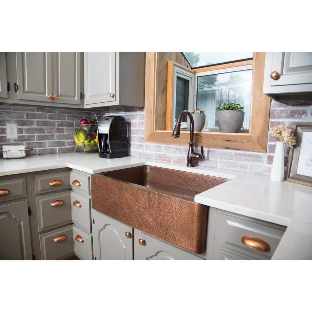 Adams 33" Antique Copper Farmhouse Apron Front Sink