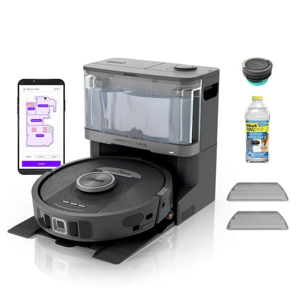 PowerDetect NeverTouch 13in Robotic Vacuum and Mop with Smart Navigation Path, Bagless, HEPA, Multisurface in Gray