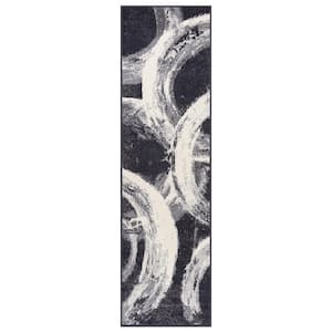 Contemporary Abstract Circles Darkgray 2 ft. x 7 ft. Area Rug