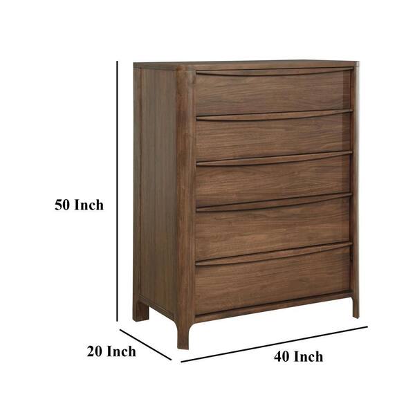 Benjara Rie Brown 5-drawer 40 in. Wide Tall Chest of Drawers Dresser without Mirror BM328708 Benjara Rie Brown 5-drawer 40 in. Wide Tall Chest of Drawers Dresser without Mirror BM328708