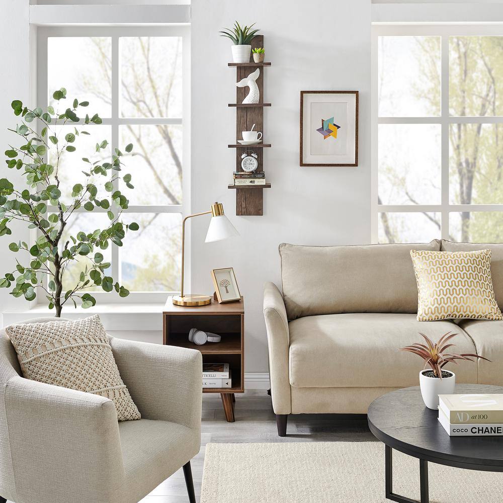 Hickory 4-Tier Floating Wall Shelf Unit