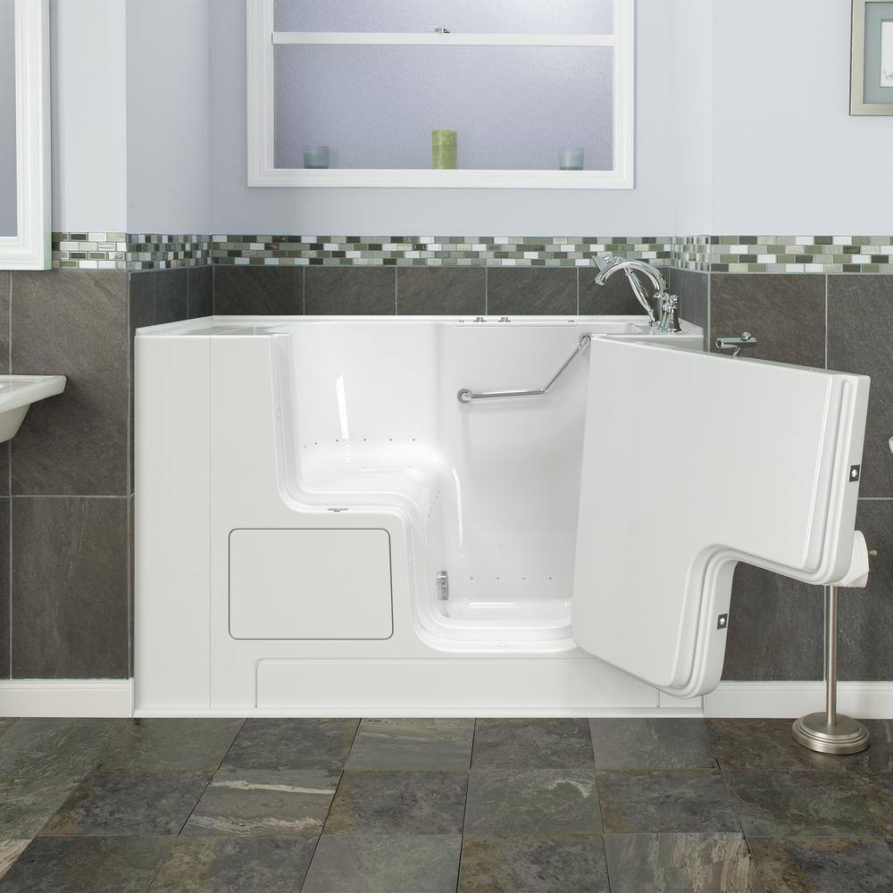 52'' White Fiberglass Walk-In Air Bathtub with Chrome Faucet