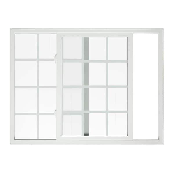 JELD-WEN 71.5 in. x 47.5 in. Premium Atlantic White Vinyl Left-Handed Sliding Window with Colonial Grids/Grilles