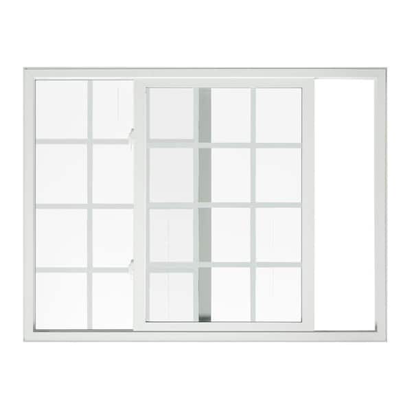 JELD-WEN 71.5 in. x 47.5 in. V-2500 Series Left-Handed White Vinyl Sliding Window with Colonial Grids/Grilles