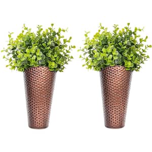 Copper Metal Hand Hammered Wall Planter Set