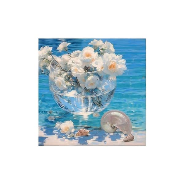 Blue Hydrangea Unframed Canvas Art Print 36 in. x 24 in