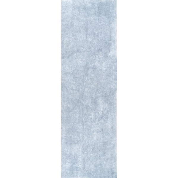 nuLOOM Loni Solid Machine Washable Shag Light Blue 3 ft. x 6 ft. Runner Rug