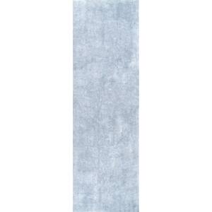 Loni Solid Machine Washable Shag Light Blue 3 ft. x 8 ft. Runner Rug