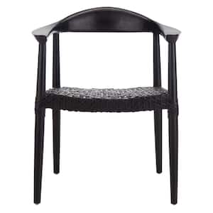 Juneau Black Wood/Black Leather Arm Chair